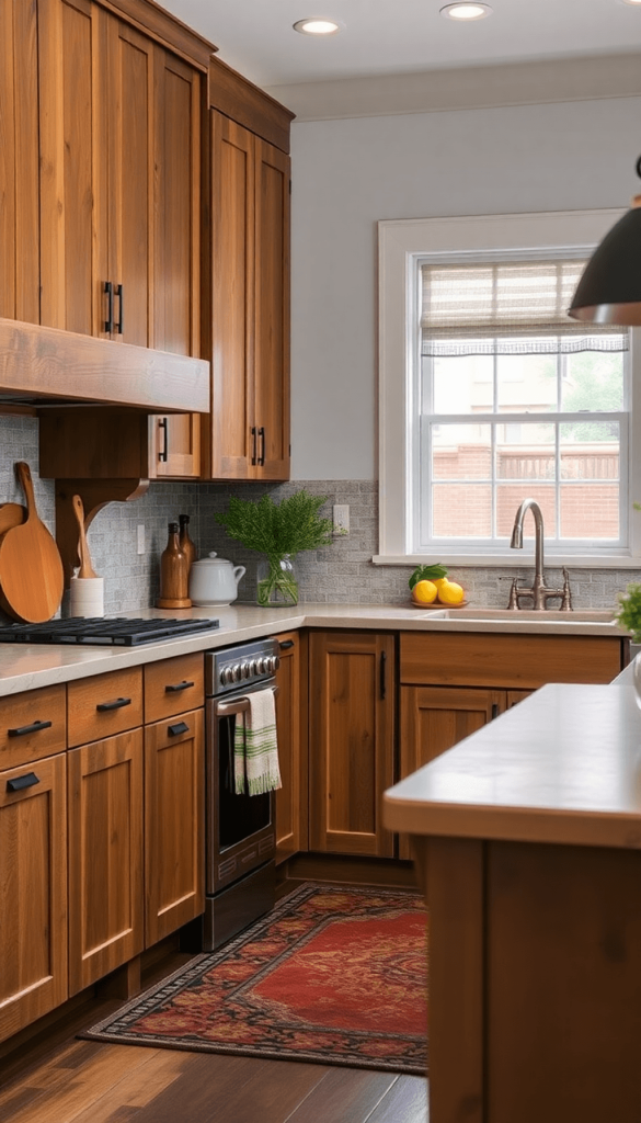 A warm, inviting Philadelphia kitchen with reclaimed wood cabinets, artisan tile backsplashes, and handcrafted countertops, showcasing local materi...